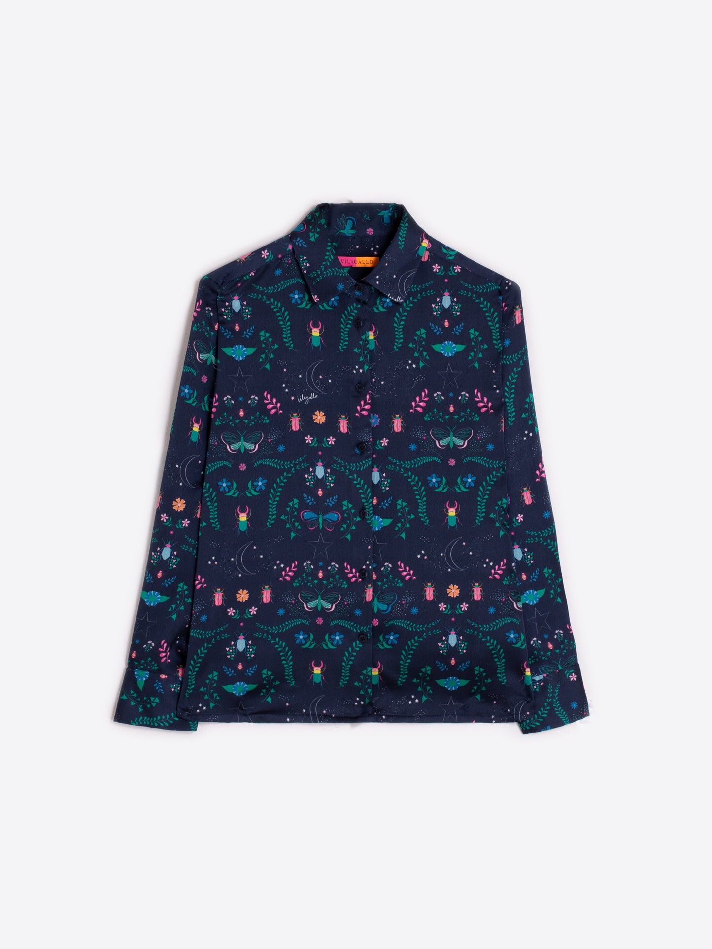 NAVY INSECT PRINT BLOUSE