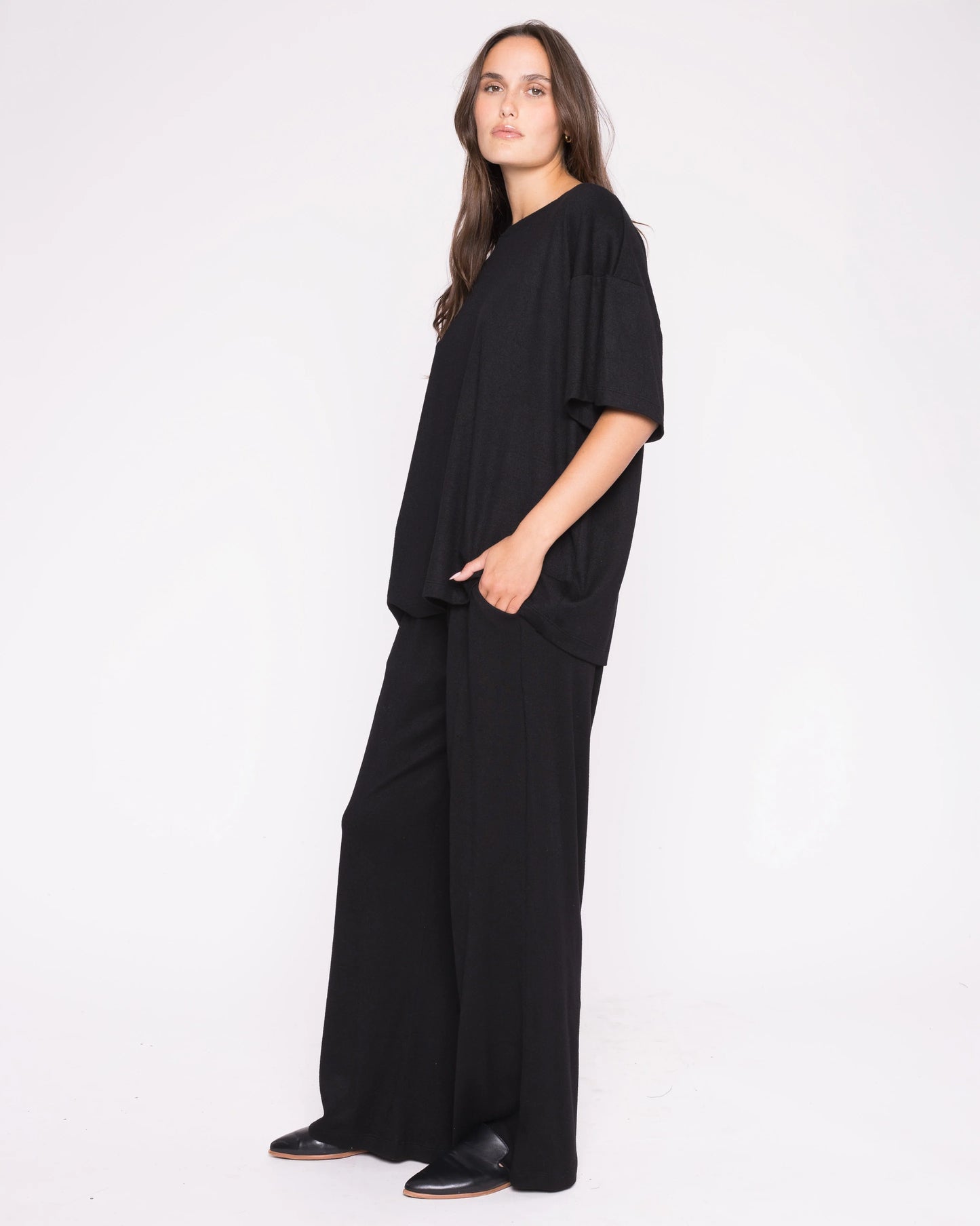 BLACK SWEATER KNIT LOUNGE PANT