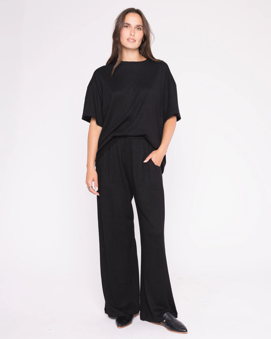 BLACK SWEATER KNIT LOUNGE PANT