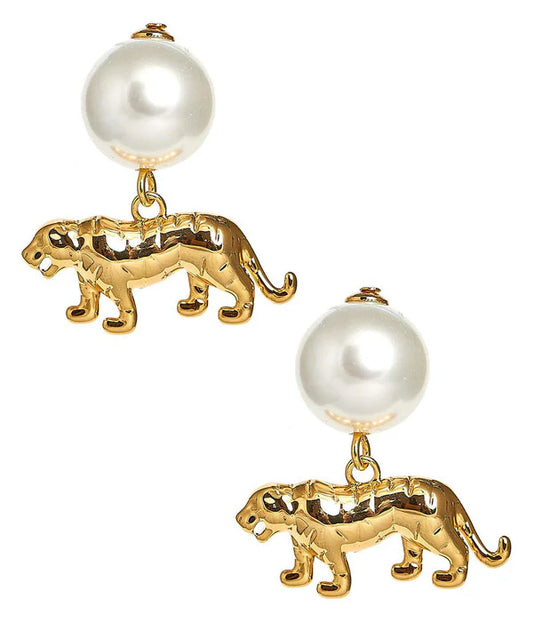 Pearl Drop Tiger Stud