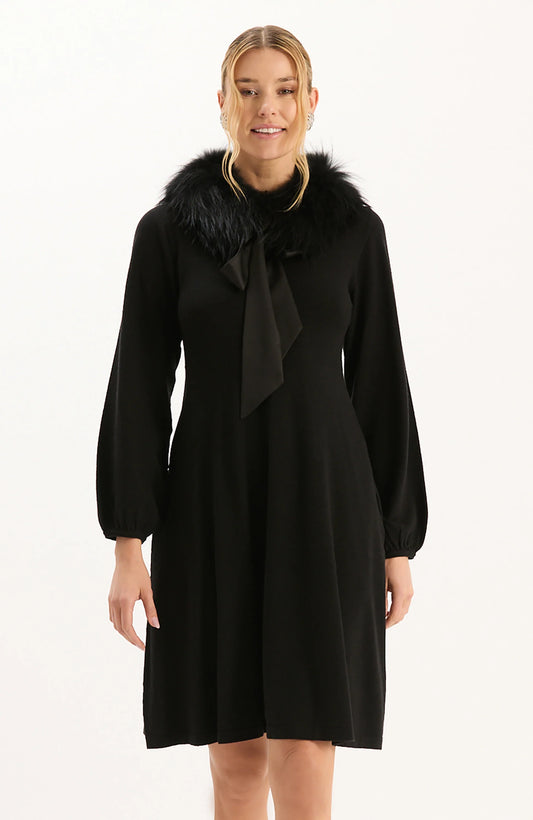 Meghan Knit Dress w/ Fur Collar