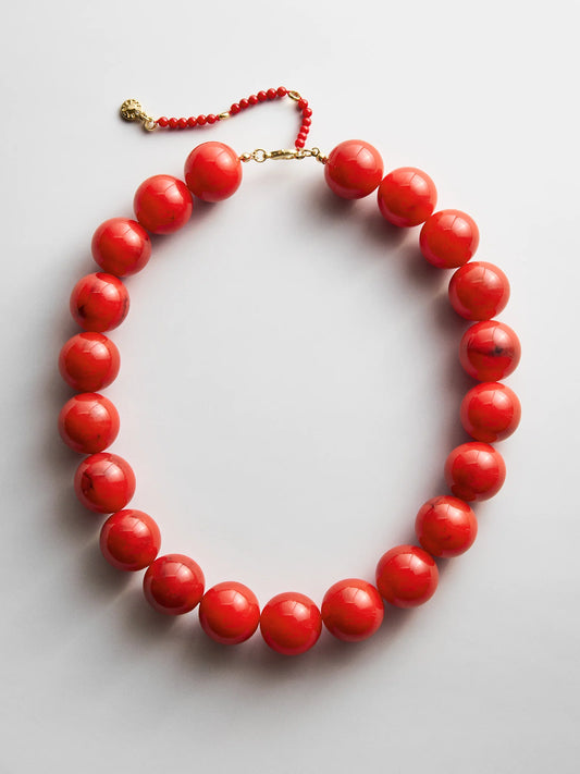 Jane Beaded Necklace - Red Jasper