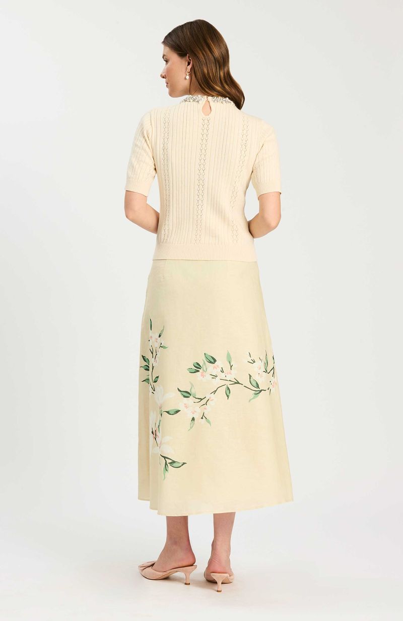 Valintina Cotton/Linen Starling Flower Skirt