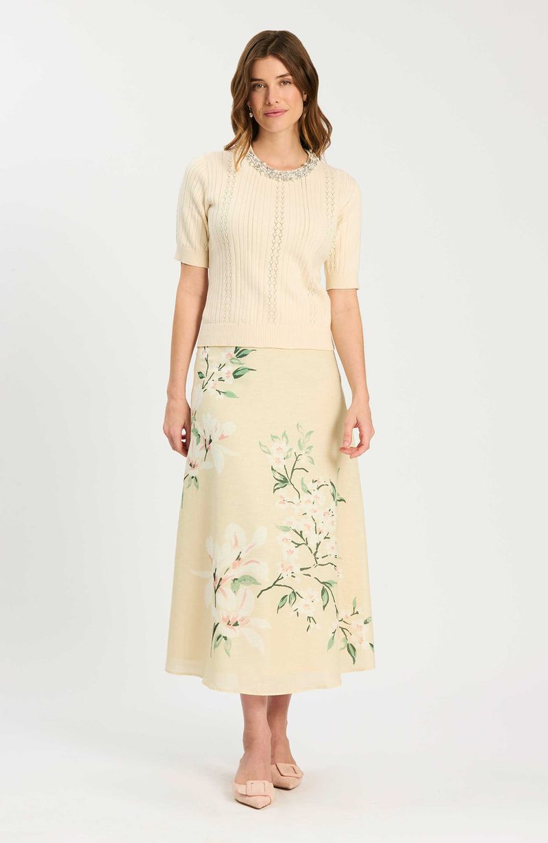 Valintina Cotton/Linen Starling Flower Skirt