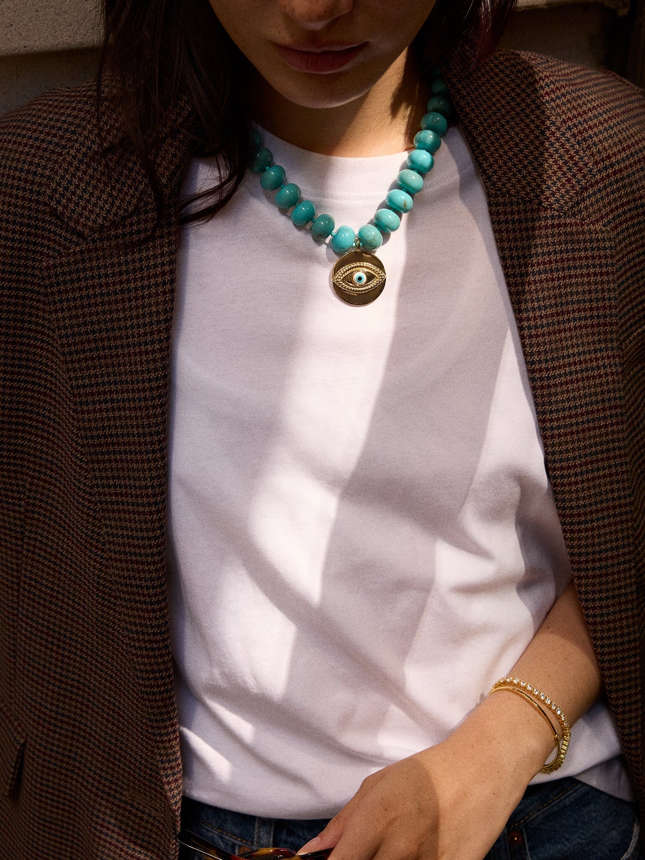 Joan Semi-Precious Evil Eye Necklace - turquoise
