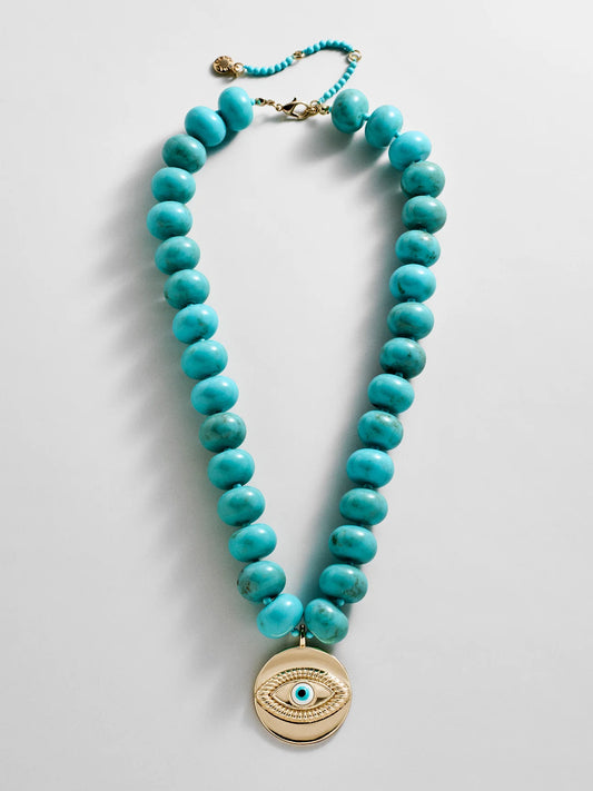 Joan Semi-Precious Evil Eye Necklace - turquoise