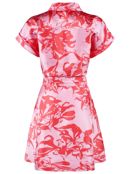 SHORT CHANTAL DRESS WEDDING GUEST JACQUARD - Pink/Coral