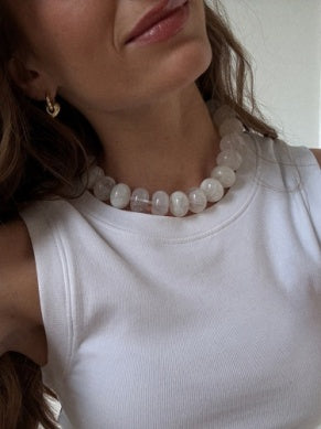 Joan Semi-precious Necklace - White